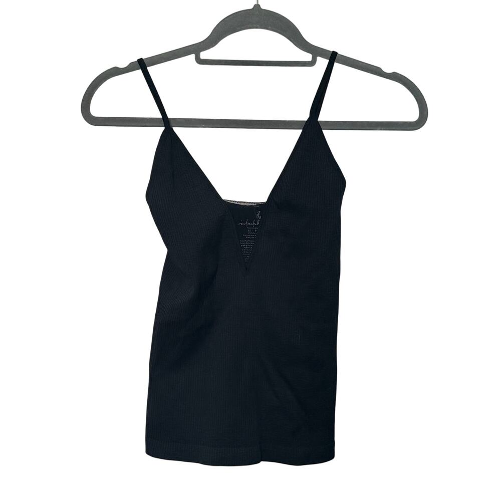 New Intimately Free People Tank Women's XS/S Black Ribbed Mesh Panel MSRP$38